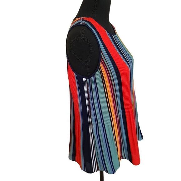 Dalia Womens Multi-Color Striped Sleeveless Lightweight Top Medium - Picture 4 of 11